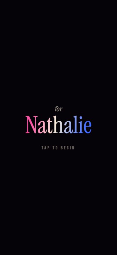 Intro screen with her name